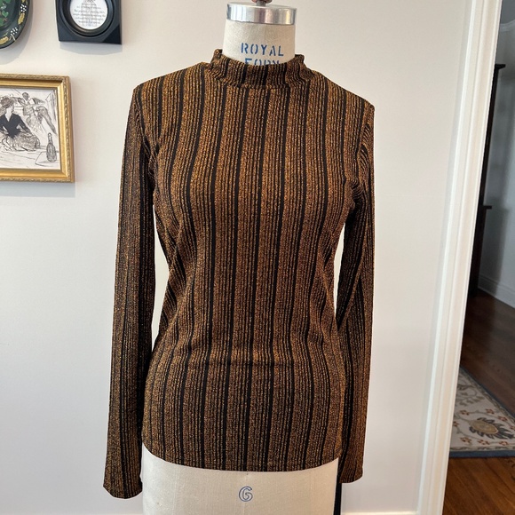 Guess Simmery Striped Long Sleeve Mock Turtleneck - Picture 1 of 6
